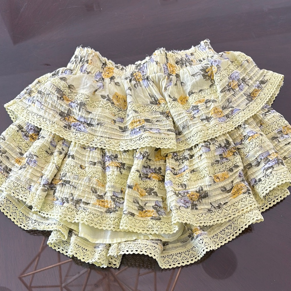 Aerie Bubble Mini Skirt in Yellow and Green